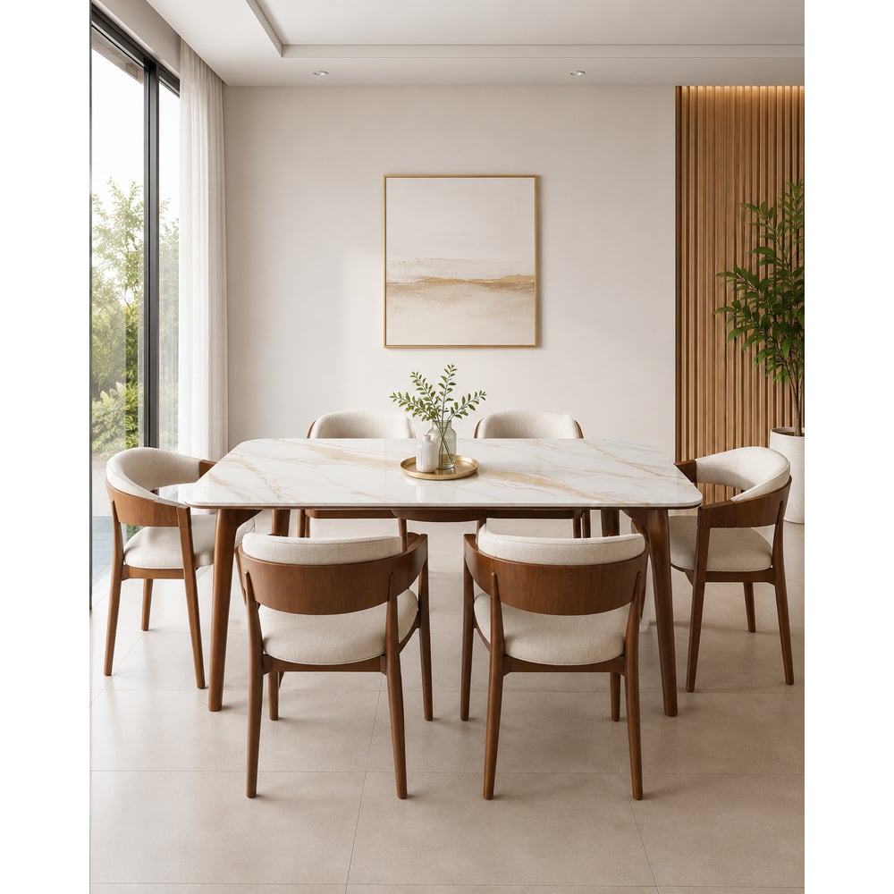 JUEGO DE COMEDOR 6 SILLAS TU MESITA ROMA CLÁSICA EN MADERA CON PIEDRA SINTERIZADA - 2