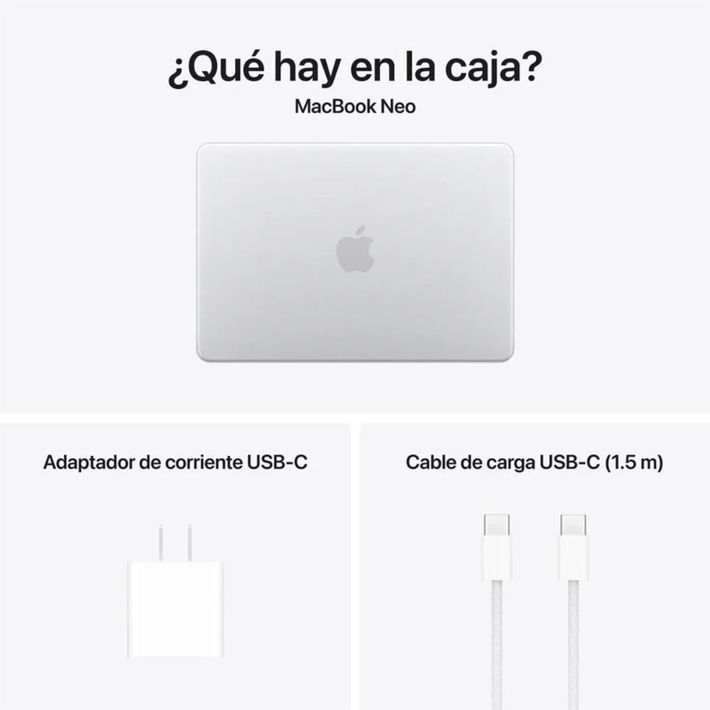 MACBOOK NEO 13″ APPLE A18 PRO, 8GB RAM, 256GB SSD APPLE INTELLIGENCE - TECLADO INGLES SILVER - 2