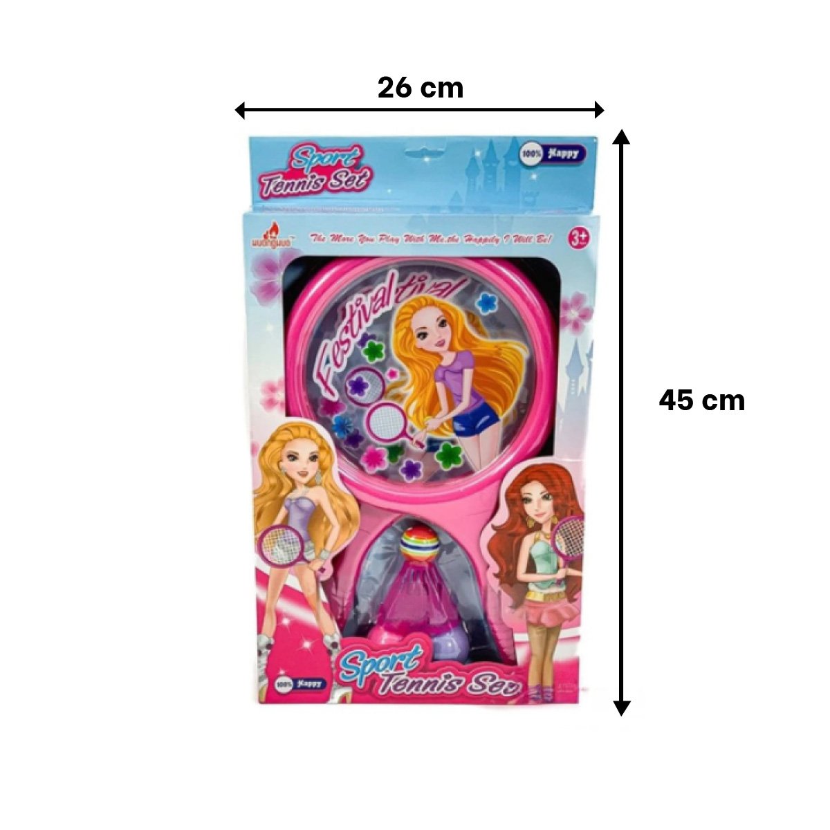 PACK4 COLECCION DE RAQUETAS Y DOS PELOTAS CON CUERDA ROSADO PARA JUEGO ACTIVO - 4