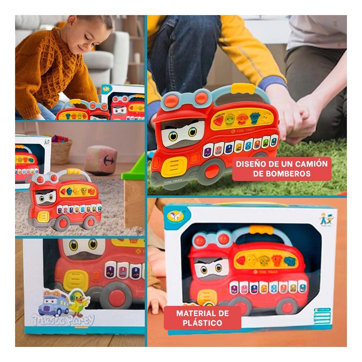CONSOLA INTERACTIVA CAMION DE BOMBEROS CON TECLAS Y LUCES PARA CASA ROJO YSTICKY - 3