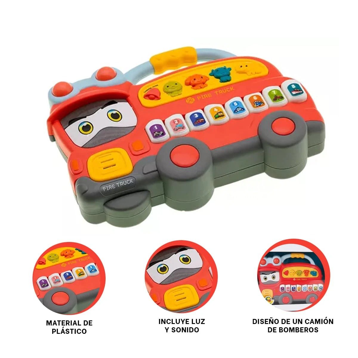 MESA INTERACTIVA CAMION DE BOMBEROS CON SONIDOS Y MELODIAS PARA CASA ROJO - 2