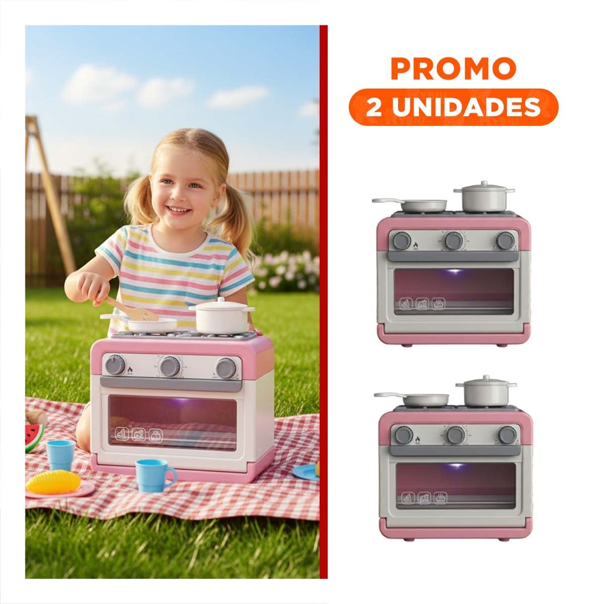 PACK2 AREA CENTRAL DE COCINA CON HORNO Y OLLAS ROSADAS PARA ESPACIO DE HOGAR - 1