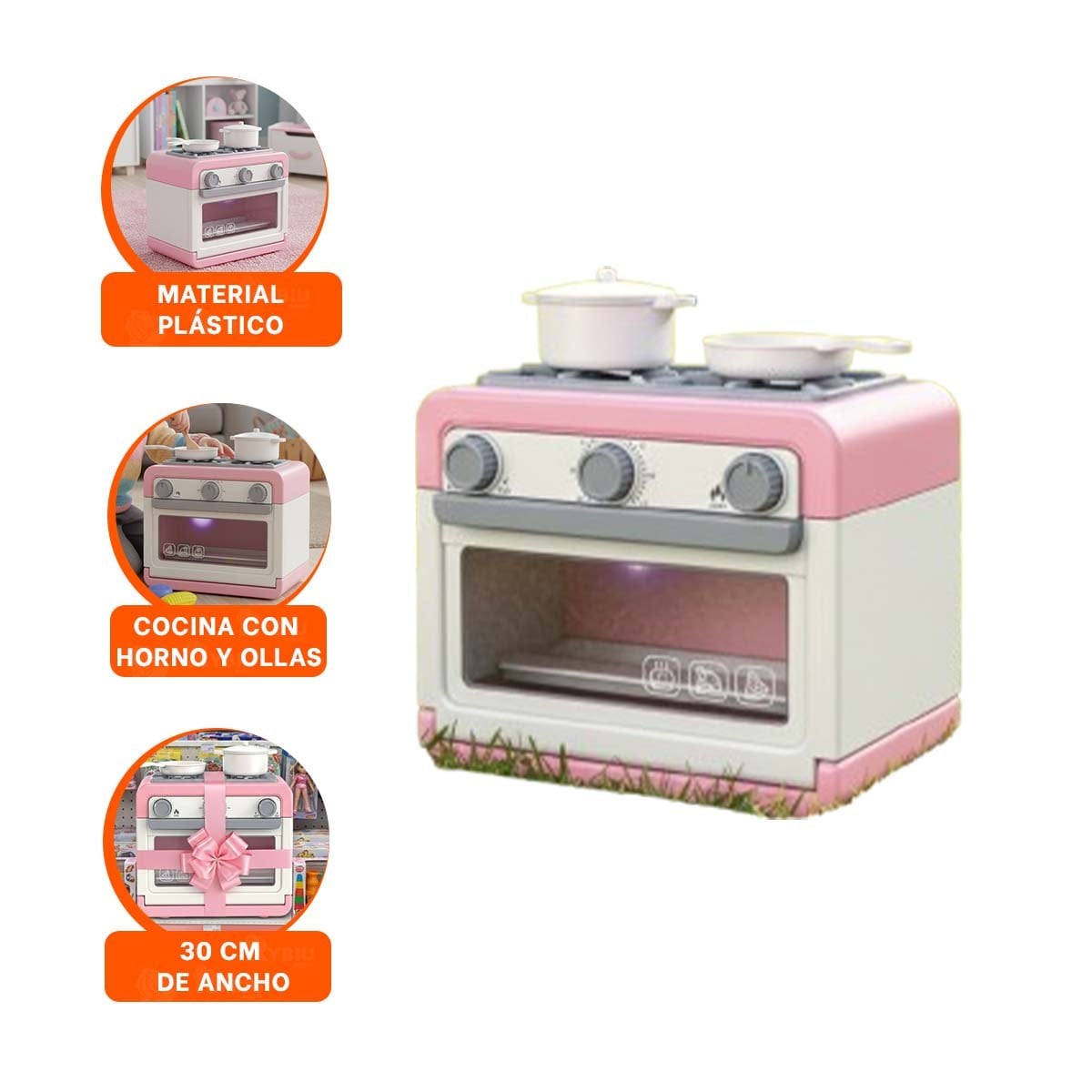 CONFIGURACION DE COCINA CON HORNO Y OLLAS ROSADAS PARA AMBIENTE DE CASA - 2