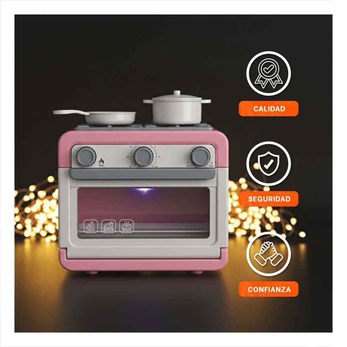 PACK4 PROPUESTA VISUAL DE COCINA CON HORNO Y OLLAS ROSADAS PARA CASA - 3