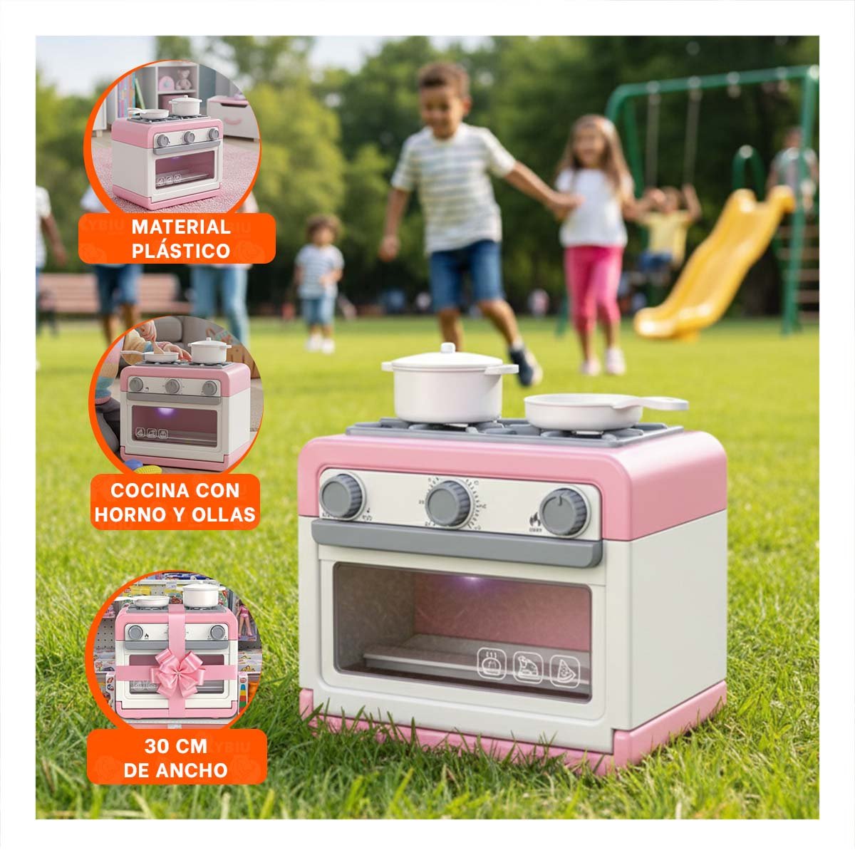 SECCION DE COCINA CON HORNO Y OLLAS ROSADAS PARA DECORACION DE CASA YSTICKY - 1