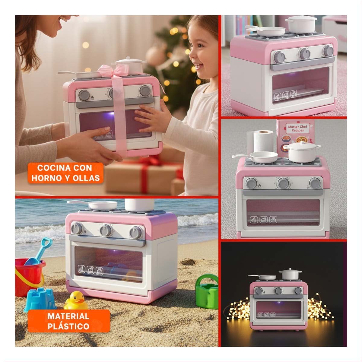 SECCION DE COCINA CON HORNO Y OLLAS ROSADAS PARA DECORACION DE CASA YSTICKY - 3