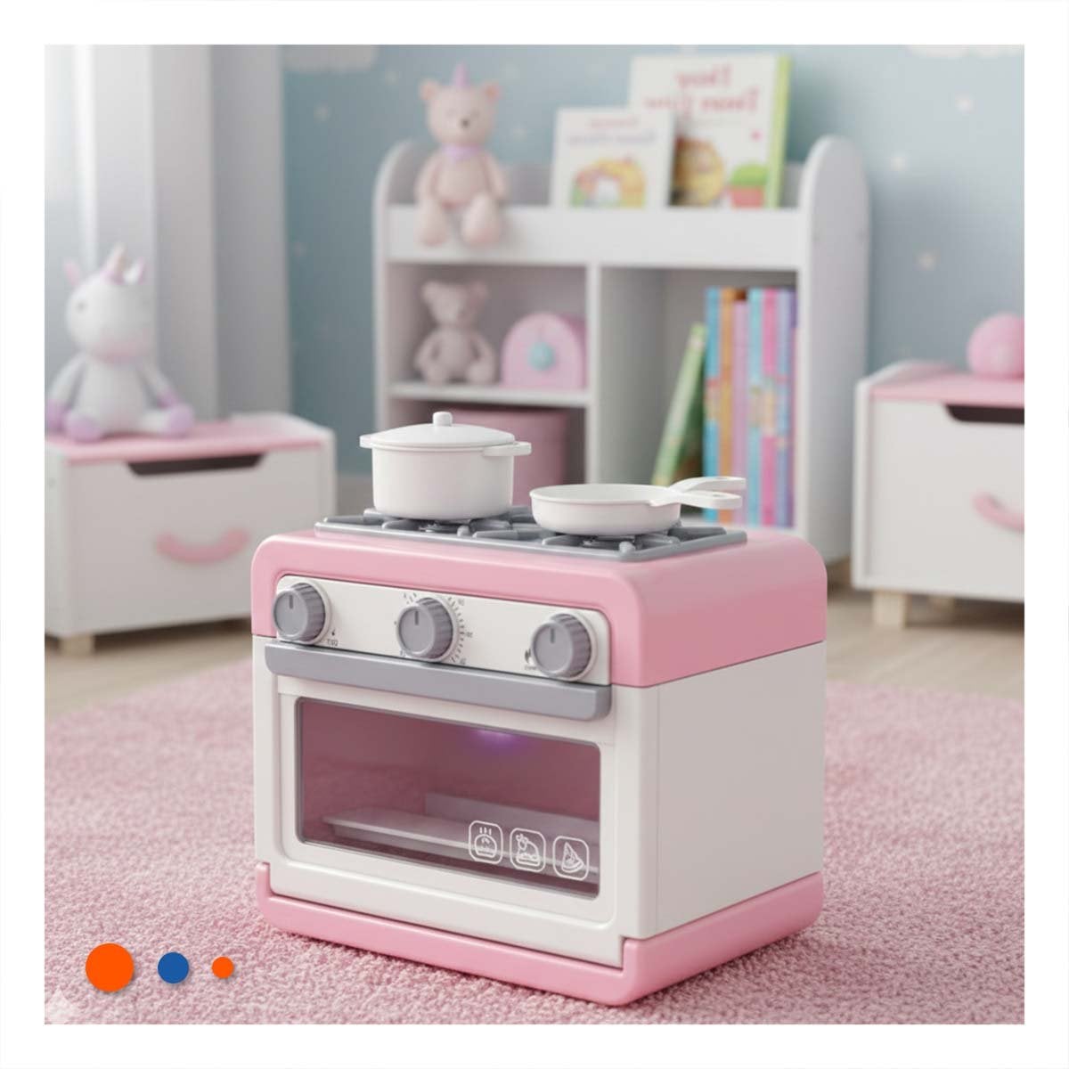 SECCION DE COCINA CON HORNO Y OLLAS ROSADAS PARA DECORACION DE CASA YSTICKY - 5
