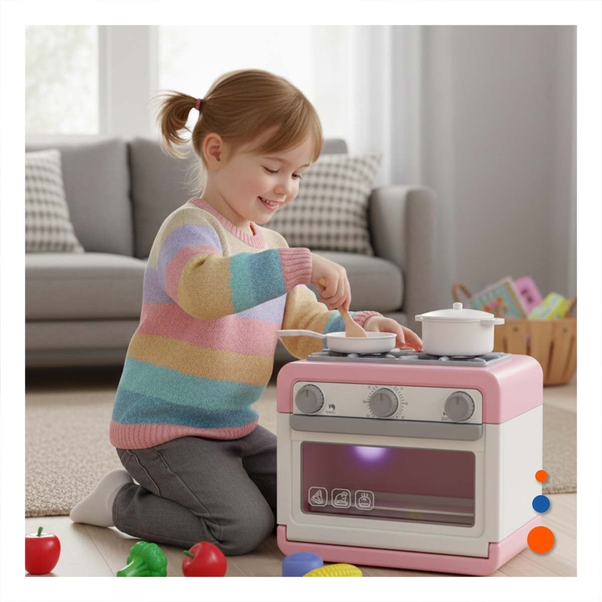 COMPOSICION DE COCINA CON HORNO Y OLLAS ROSADAS PARA ESPACIO DE CASA YREGALO STICKER - 1