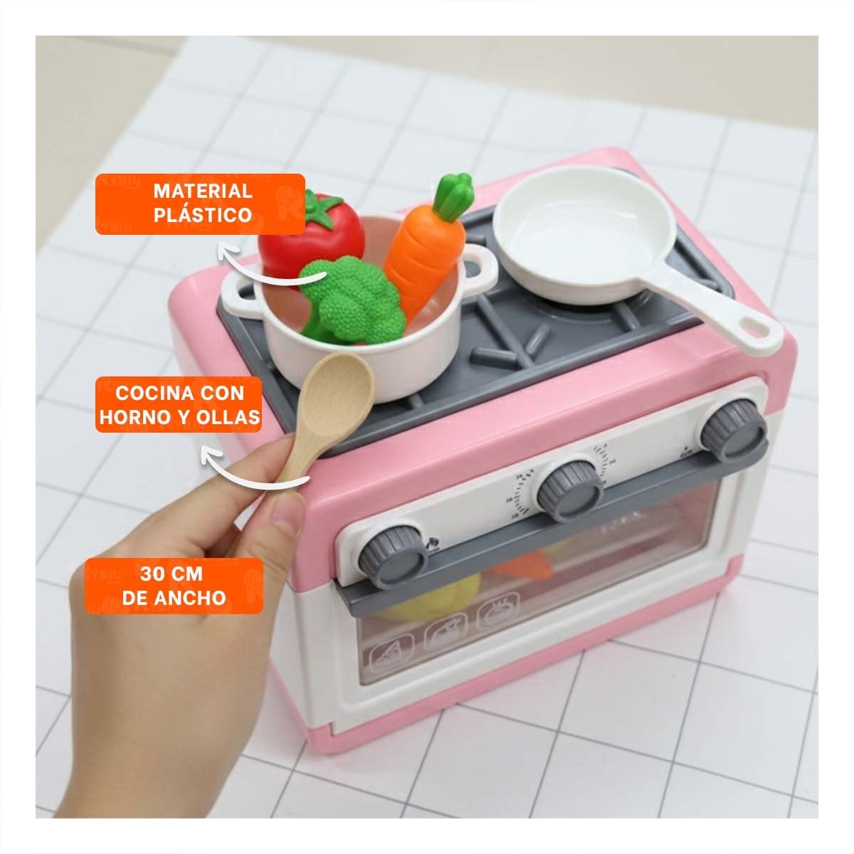 PROTOTIPO DE COCINA CON HORNO Y OLLAS ROSADAS PARA DECORACION DE HOGAR YPAPEL REGALO - 5