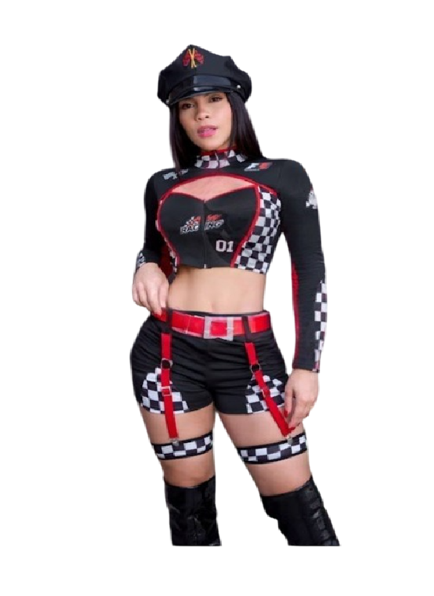 DISFRAZ HALLOWEEN FORMULA 1 LY SEXY CORREDORA ENTERIZO SHORT LIGUEROS - 1