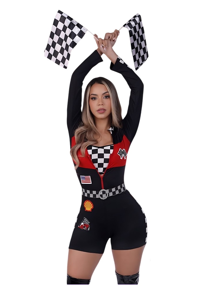 DISFRAZ FORMULA 1 SEXY HALLOWEEN CORREDORA ENTERIZO - 1
