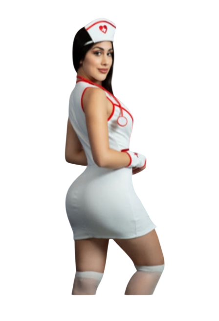 DISFRAZ DE ENFERMERA SEXY HALLOWEEN VESTIDO CON ESTETOSCOPIO Y MEDIAS - 2