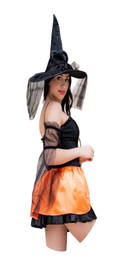 DISFRAZ DE BRUJA SEXY HALLOWEEN CON SOMBRERO DE BRUJITA - 2