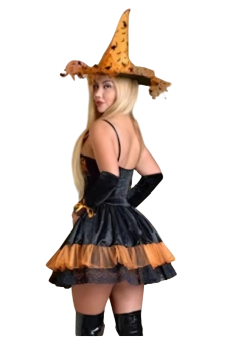 DISFRAZ DE BRUJA SEXY HALLOWEEN CON SOMBRERO DE BRUJITA - 2