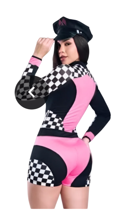 DISFRAZ HALLOWEEN FORMULA 1 PINK GORRO ENTERIZO SHORT - 2