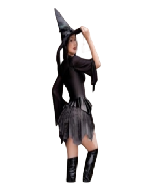 DISFRAZ BRUJA SEXY HALLOWEEN CON SOMBRERO DE BRUJITA - 2