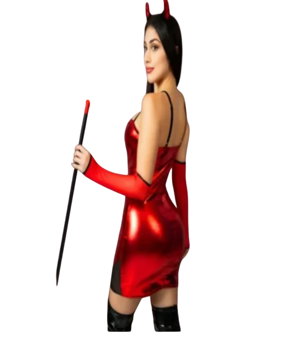 DISFRAZ DE DIABLITA SEXY HALLOWEEN VESTIDO Y ACCESORIO - 2