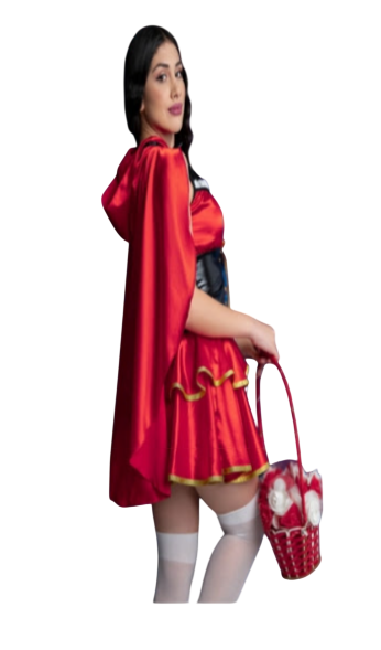 DISFRAZ CAPERUCITA ROJA SEXY HALLOWEEN VESTIDO CAPERUZA CON MEDIAS - 2