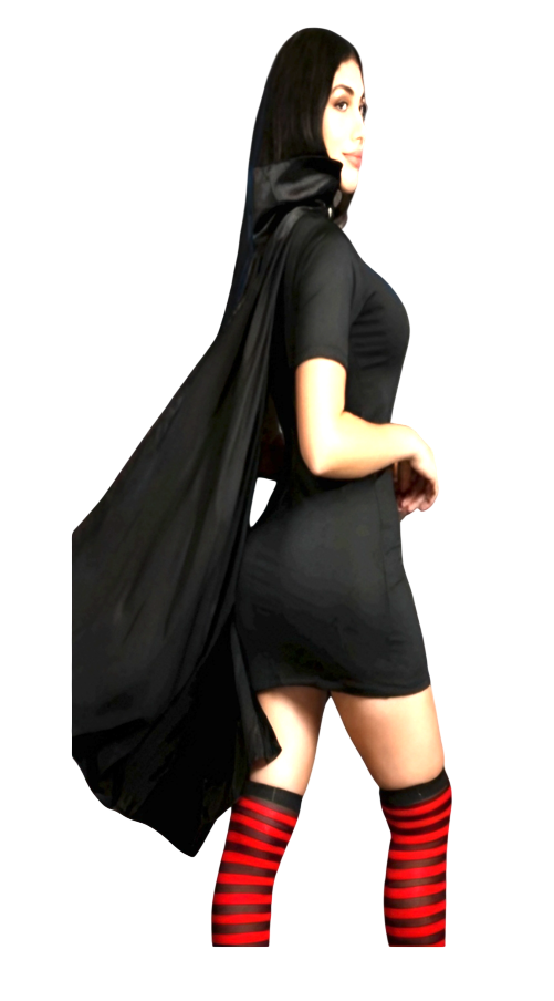 DISFRAZ VAMPIRA MAVIS SEXY HALLOWEEN CAPA VESTIDO MEDIAS SET - 2