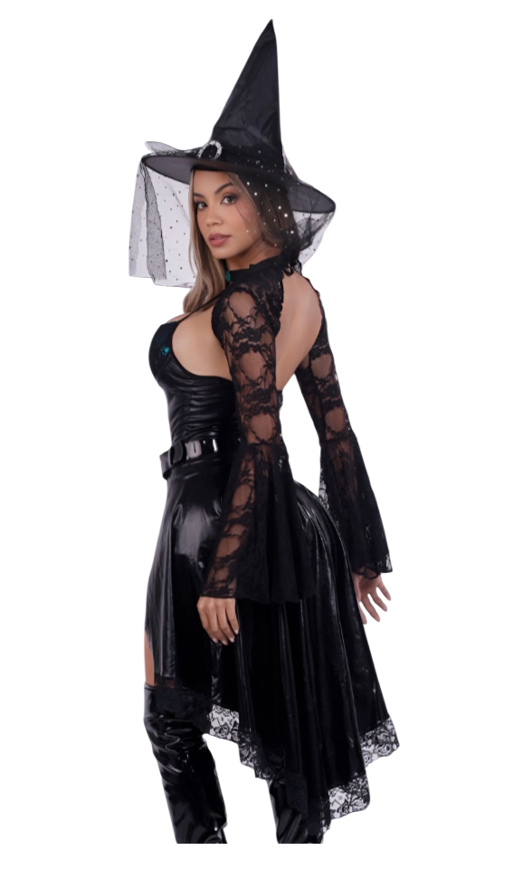 DISFRAZ DE BRUJA SEXY HALLOWEEN BRUJITA VESTIDO SOMBRERO - 2