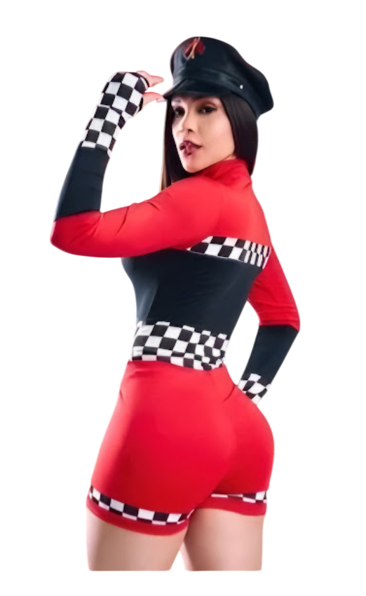 DISFRAZ HALLOWEEN FORMULA 1 DISFRAZ SEXY ENTERIZO CON CIERRE Y GORRO - 2