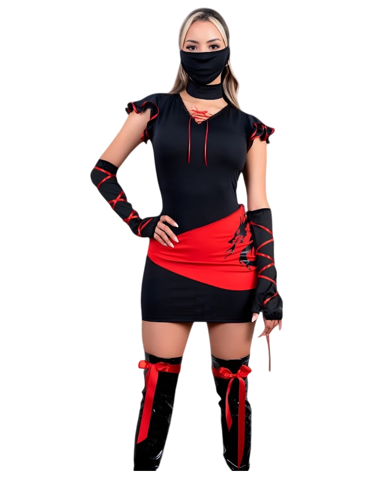 DISFRAZ NINJA SEXY HALLOWEEN VESTIDO - 1