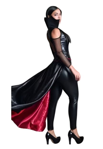 DISFRAZ HALLOWEEN VAMPIRA ENTERIZO PANTALON CON COLA MANGAS - 2