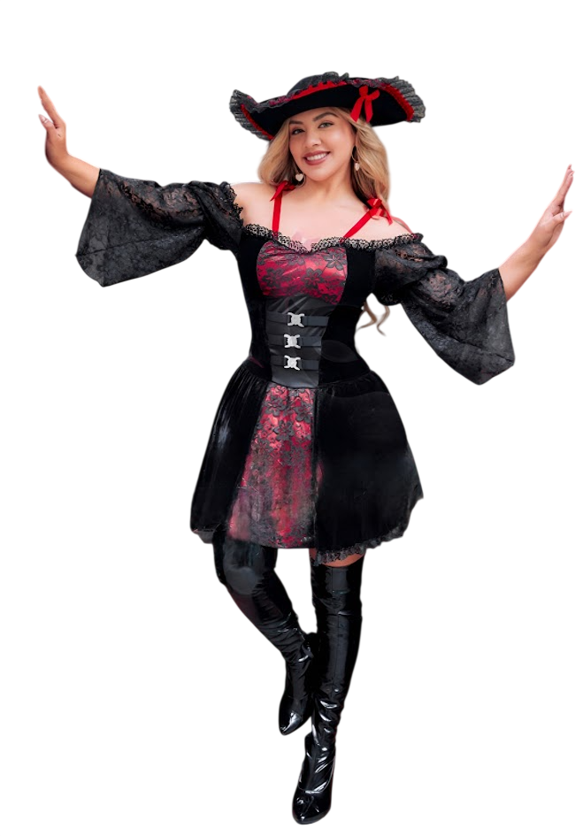 DISFRAZ DE PIRATA SEXY HALLOWEEN VESTIDO CON SOMBRERO - 1