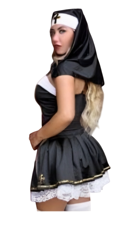 DISFRAZ DE MONJA SEXY HALLOWEEN VESTIDO CON VELO - 2