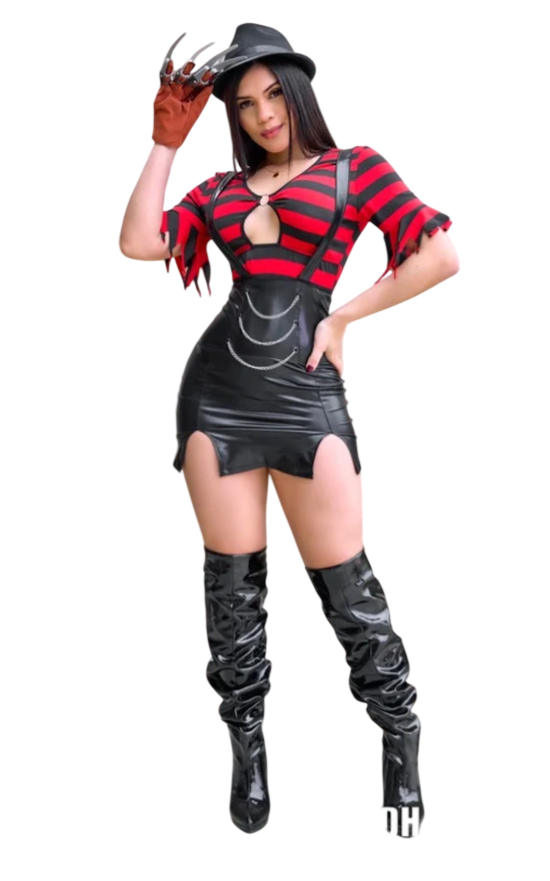 FREDDY KRUEGER DISFRAZ SEXY HALLOWEEN MINI FALDA TOP TIRAS - 1