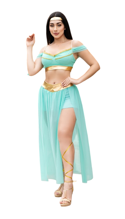 DISFRAZ HALLOWEEN PRINCESA JAZMIN VINCHA TOP FALDA - 1