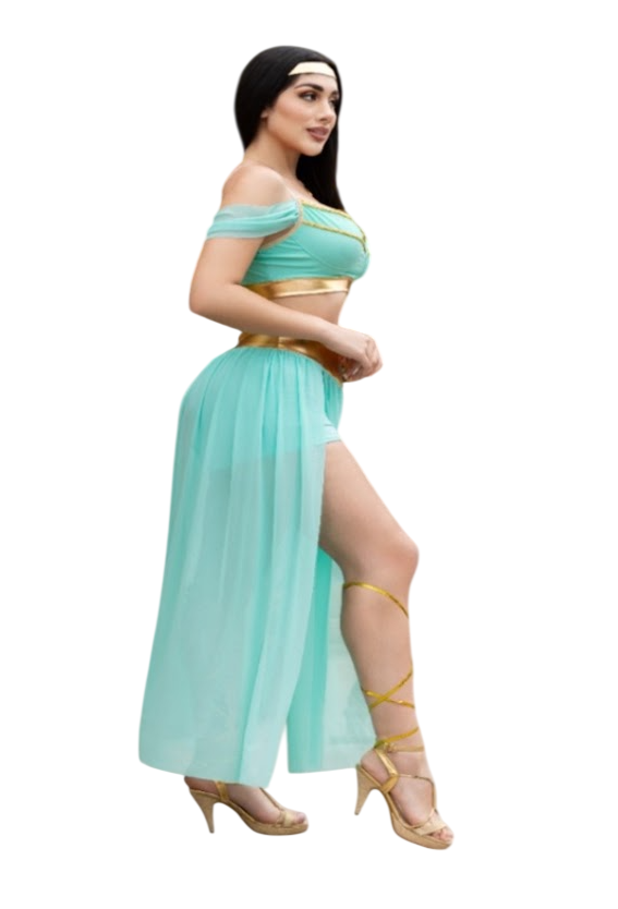 DISFRAZ HALLOWEEN PRINCESA JAZMIN VINCHA TOP FALDA - 2
