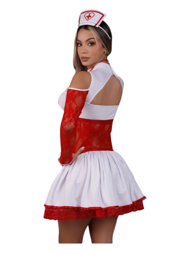 DISFRAZ ENFERMERA SEXY HALLOWEEN VESTIDO CON ACCESORIOS - 2