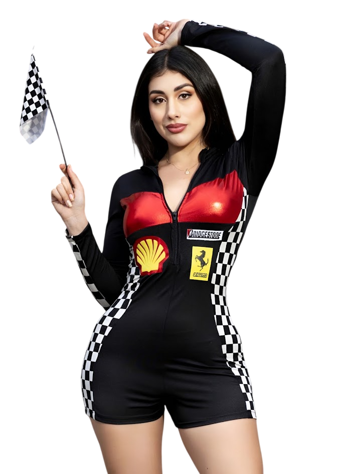 DISFRAZ FORMULA 1 HALLOWEEN SEXY CORREDORA ENTERIZO SHORT - 1