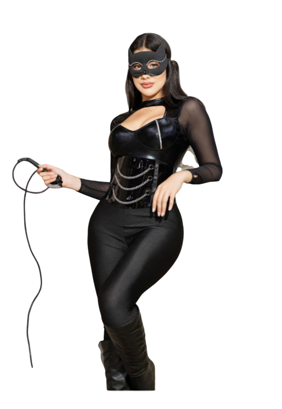 DISFRAZ DE GATUBELA ENTERIZO SEXY HALLOWEEN CON LATIGO - 1