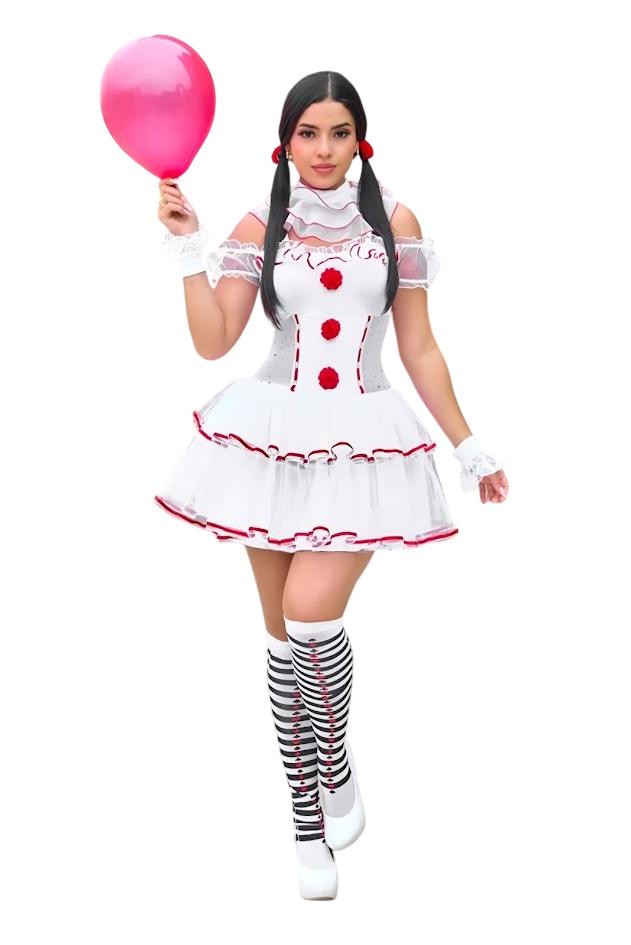 DISFRAZ PAYASITA IT VESTIDO SEXY HALLOWEEN PENNYWISE TUTU - 1