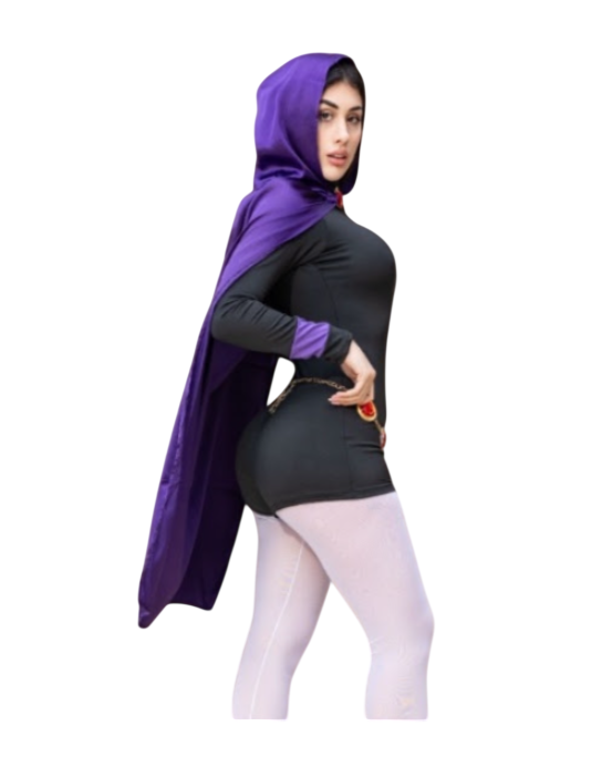 DISFRAZ RAVEN JOVENES TITANES SEXY HALLOWEEN CAPA ENTERIZO SHORT - 2