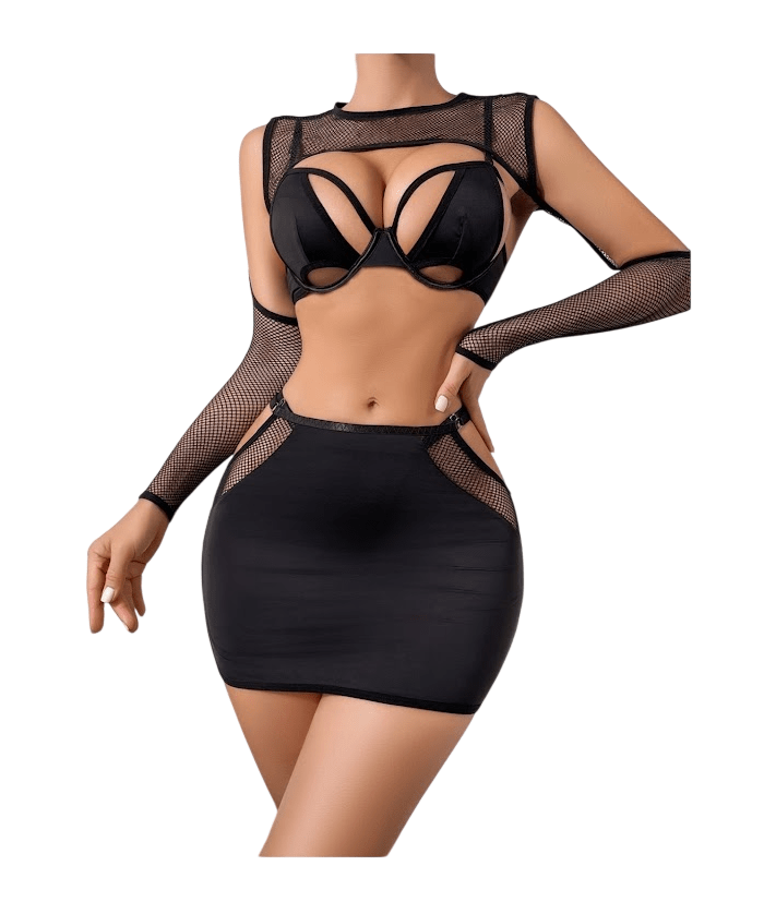 LENCERIA SEXY CONJUNTO DE FALDITA CON TANGA - 1