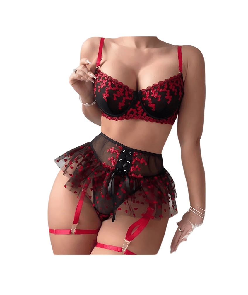 LENCERIA SEXY PORTALIGAS TUTU BRASIER CON HILO LIGUEROS - 1