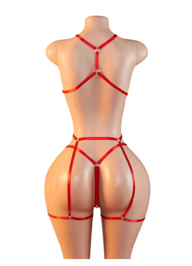 LENCERIA SEXY CONJUNTO PORTALIGAS SIEMPRE LISTA CON PERLAS Y LIGUEROS - 2