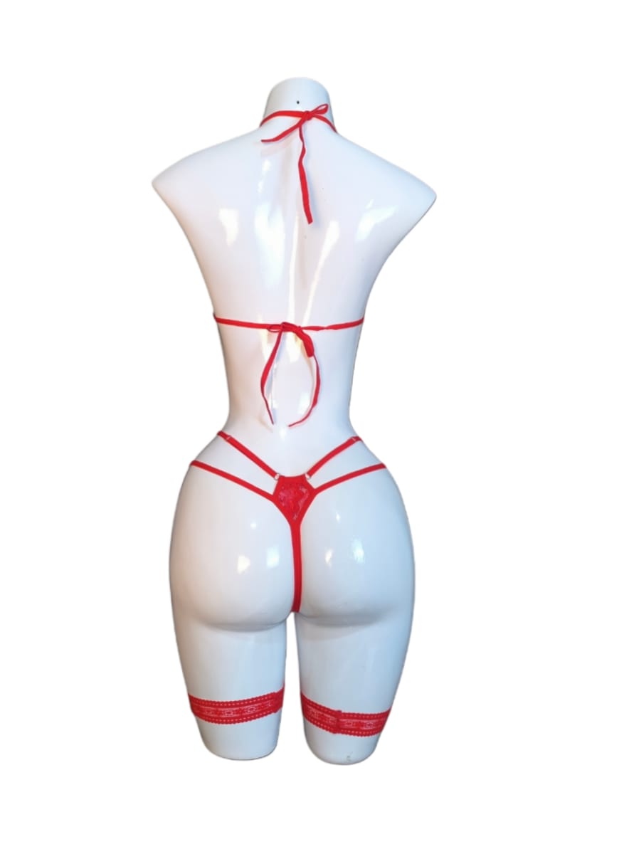 LENCERIA SEXY DE ENCAJE CONJUNTO PORTALIGAS SIEMPRE LISTA CON LIGUEROS - 9
