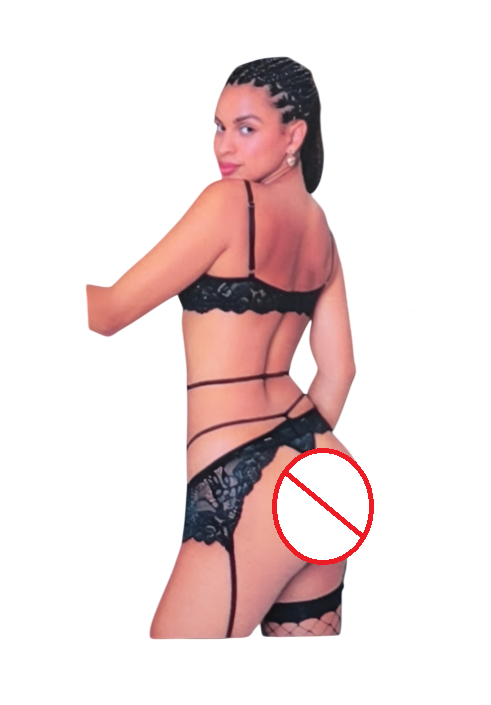 LENCERIA SEXY CONJUNTO DE ENCAJE PORTALIGAS CON MEDIAS MALLA E HILO - 2