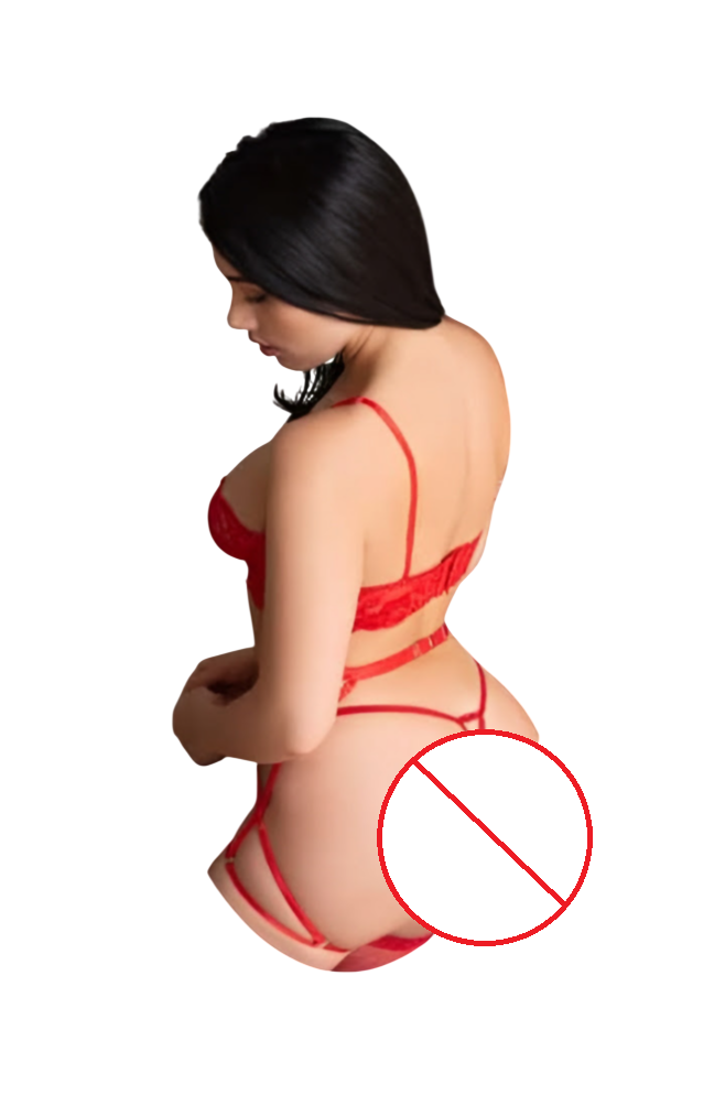 LENCERIA SEXY DE ENCAJE SET ARNÉS PORTALIGAS CON MEDIAS MALLA - 5