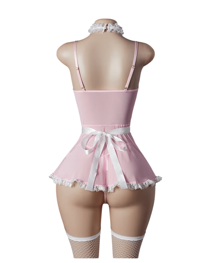 BABYDOLL LENCERIA SEXY PORTALIGAS ERÓTICO CON MEDIAS MALLA - 2