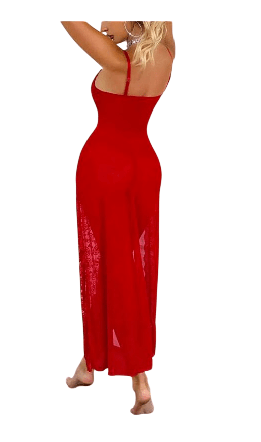 BABYDOLL LENCERIA DE ENCAJE SEXY ROJO CON HILO - 2