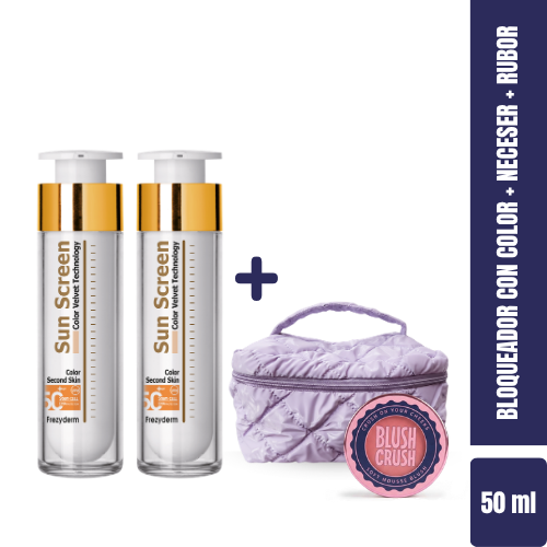 FREZYDERM DUO BLOQUEADOR CON COLOR SUN SCREEN + NECESER + UN RUBOR - 1
