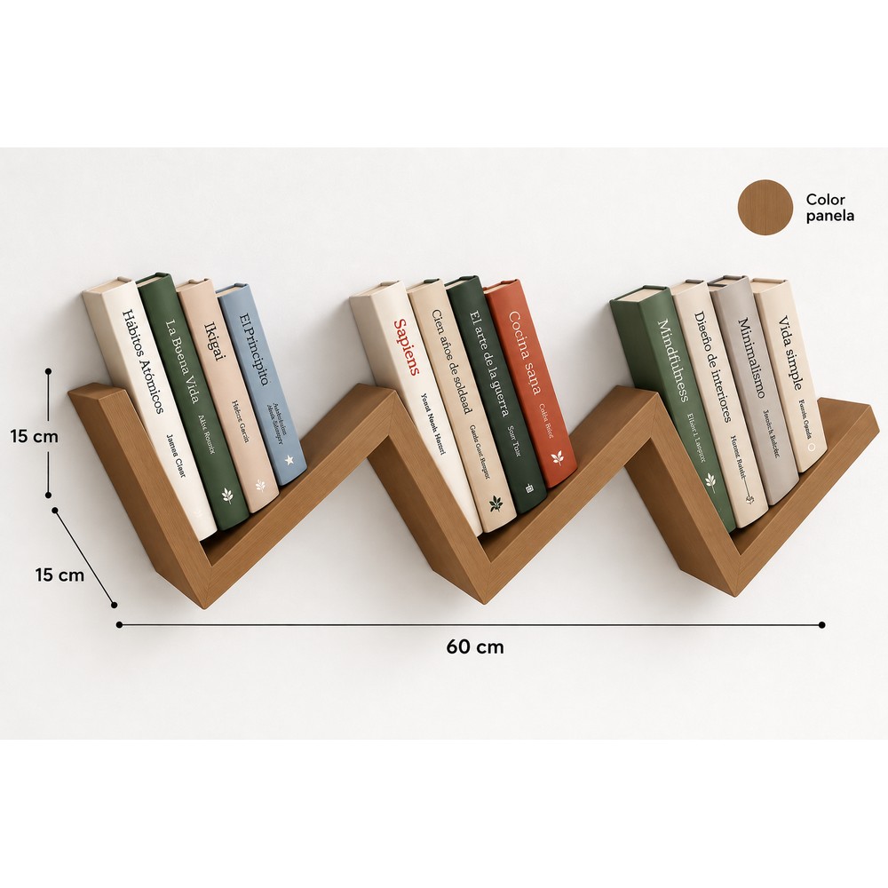 REPISA FLOTANTE DE PARED DE PARED PARA LIBROS 60X15X1.8 CM MELAMINA PANELA - 1