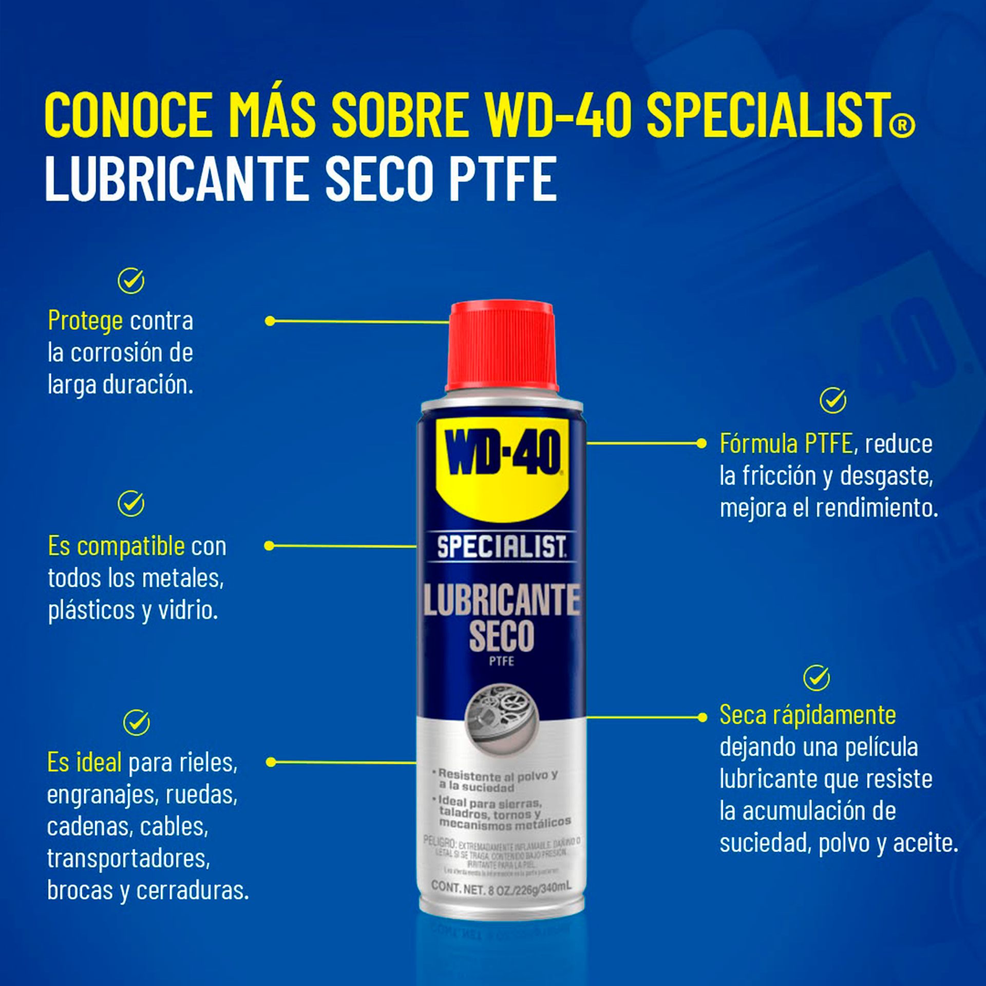 WD40 LUBRICANTE SECO PTFE 8 OZ - 226GR. / 309ML. - 3