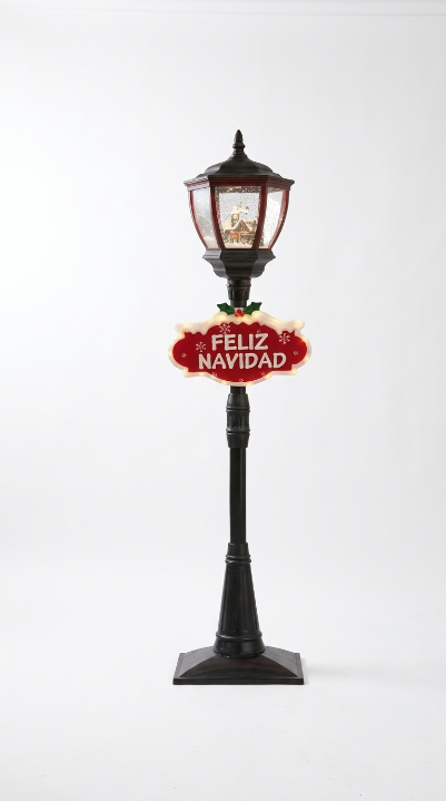 FAROLA DECORATIVA NAVIDEÑA IGLESIA NEVADA Y VILLA VINTAGE - 1