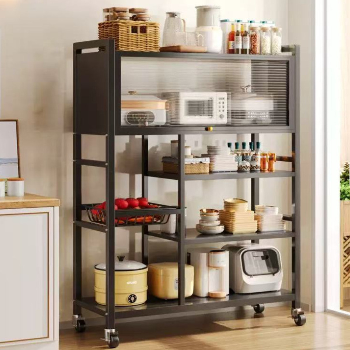 ESTANTE ORGANIZADOR MULTIUSO CON RUEDAS ESTANTE DE ALMACENAMIENTO DE COCINA - 4